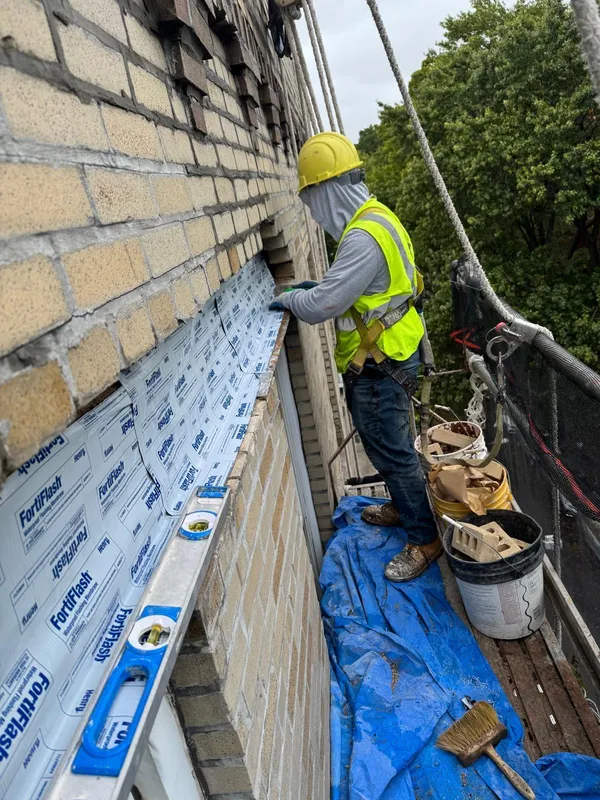 Foundation waterproofing application on a Nassau County property